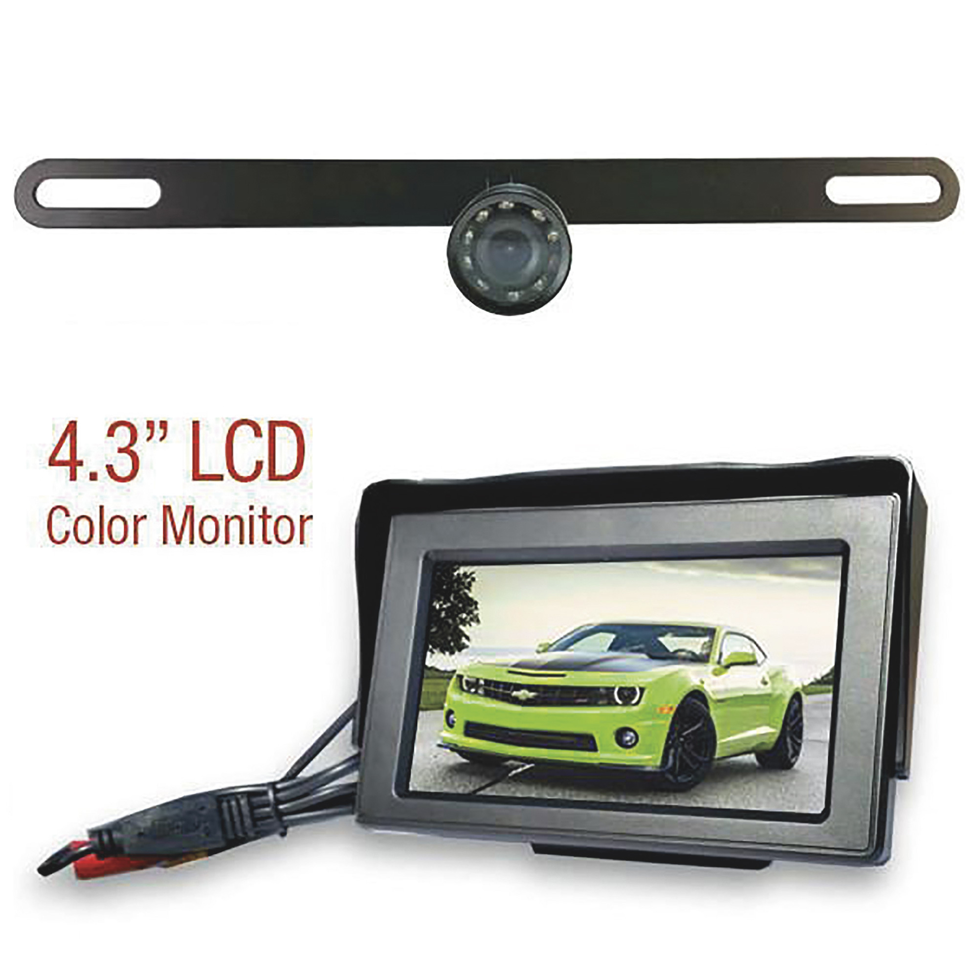 Top Dawg Wired Backup License Plate Bracket Camera System, 1 Camera with 4.3in. Color TFT-LCD Monitor, Model# HDE-1016